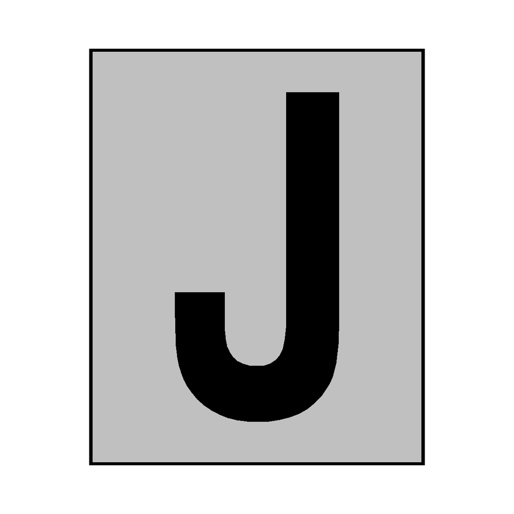 Silver Letter J Sticker | Safety-Label.co.uk