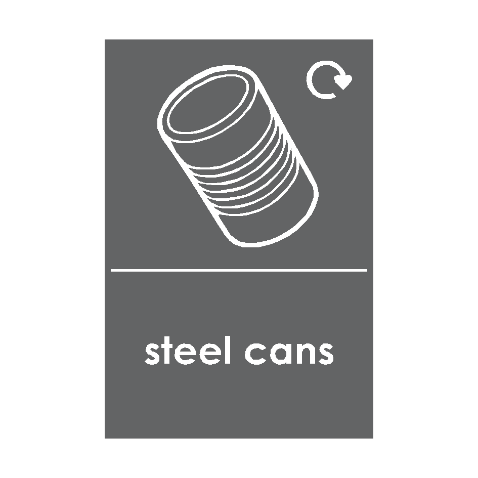 Steel Cans Waste Recycling Sticker | Safety-Label.co.uk