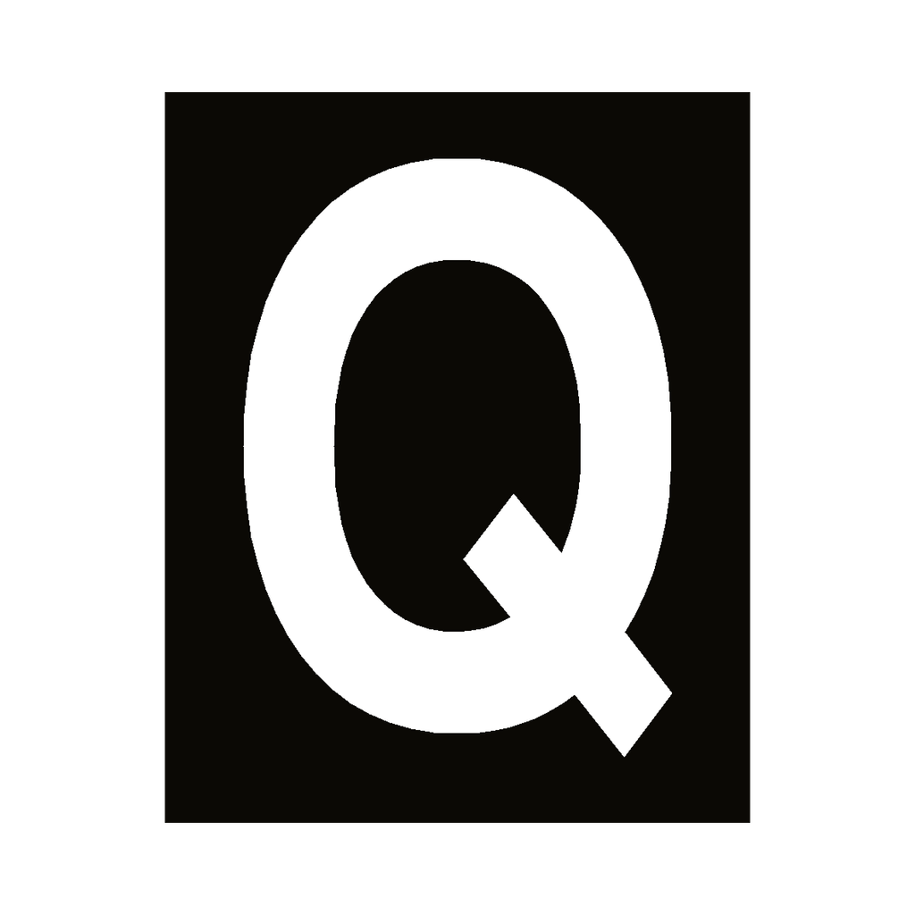 White Letter Q Sticker | Safety-Label.co.uk