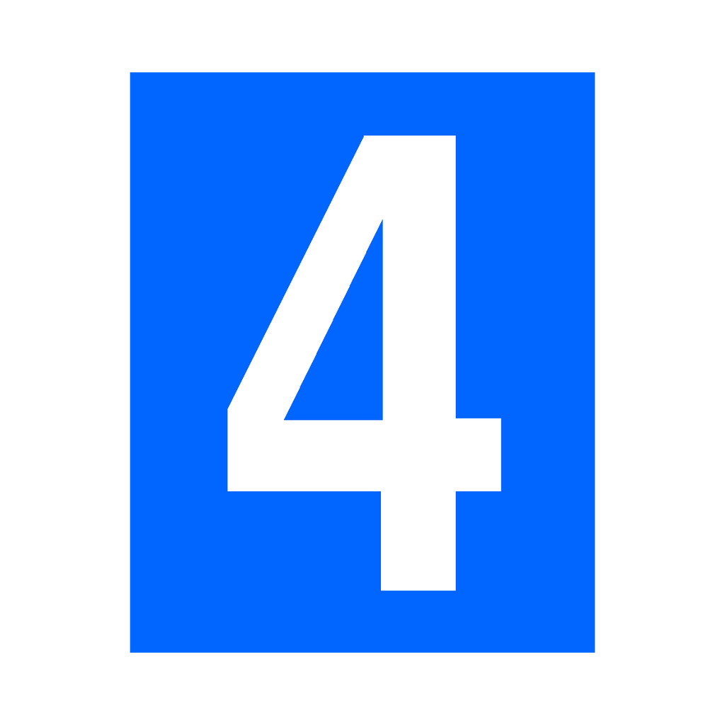 Blue Number 4 Sticker | Safety-Label.co.uk