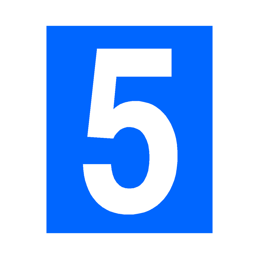 Blue Number 5 Sticker | Safety-Label.co.uk