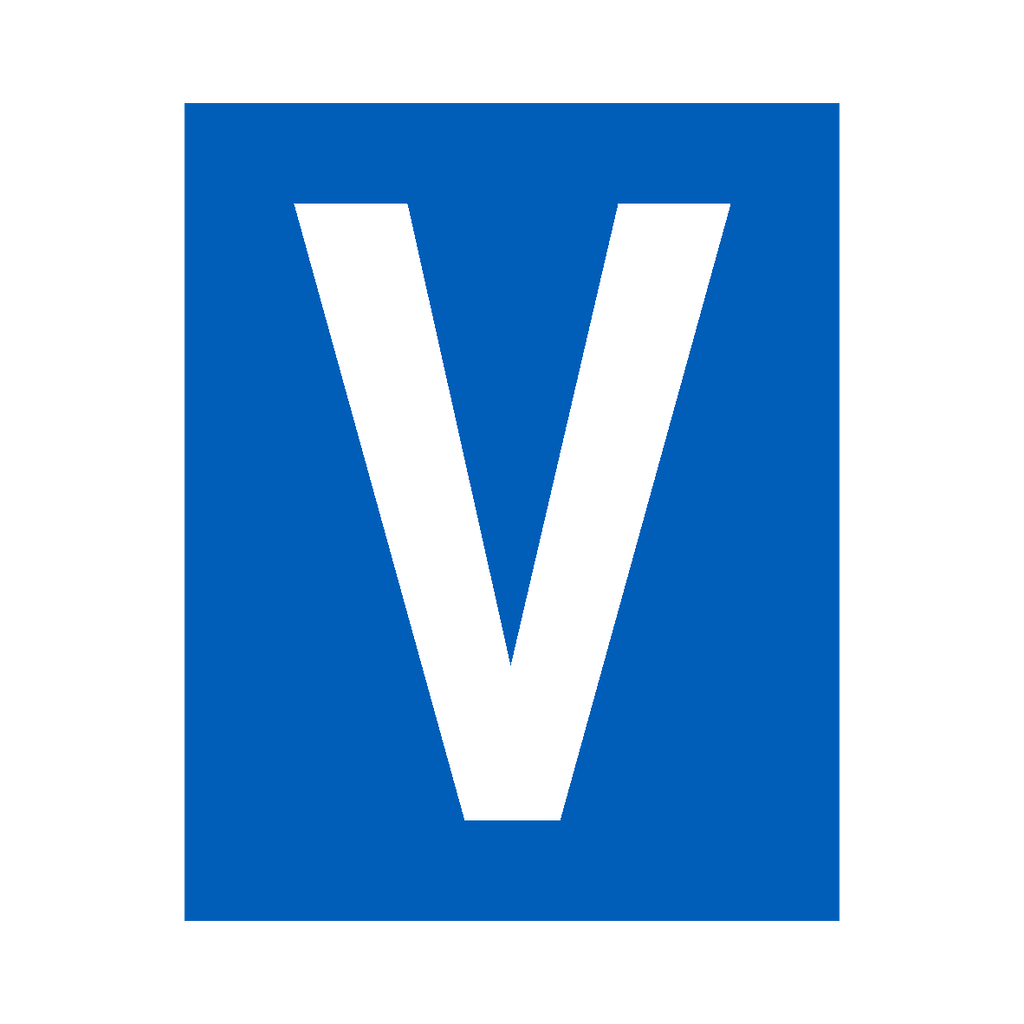 Blue Letter V Sticker | Safety-Label.co.uk