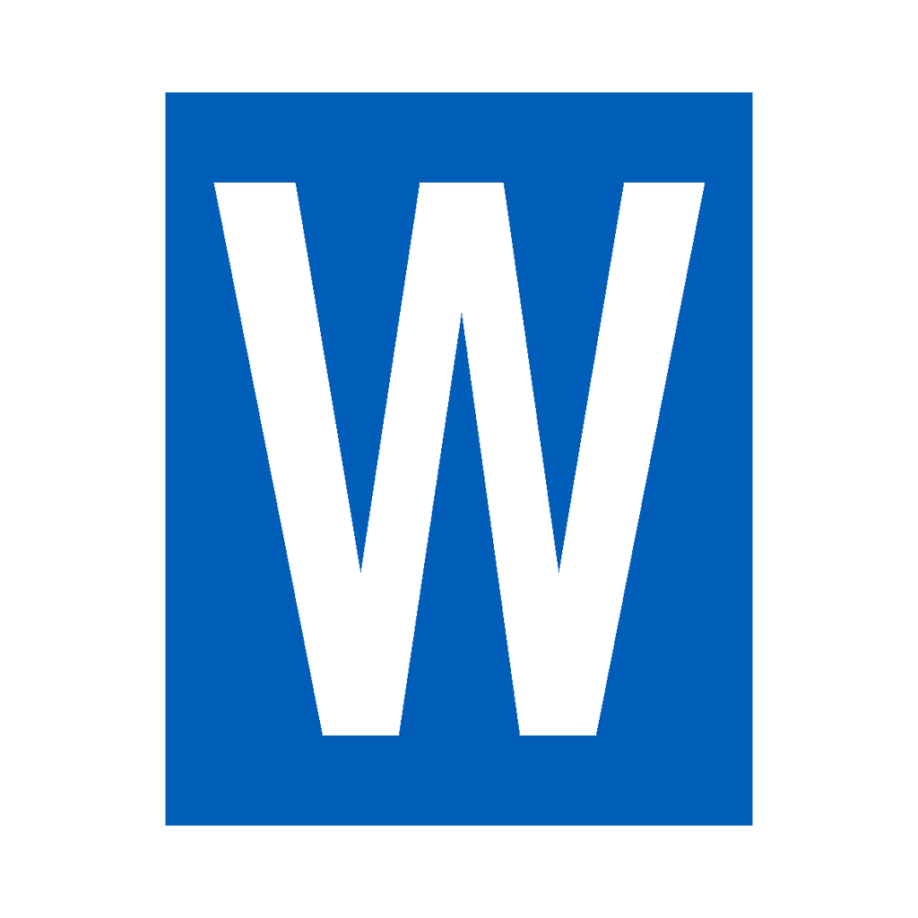 Blue Letter W Sticker | Safety-Label.co.uk