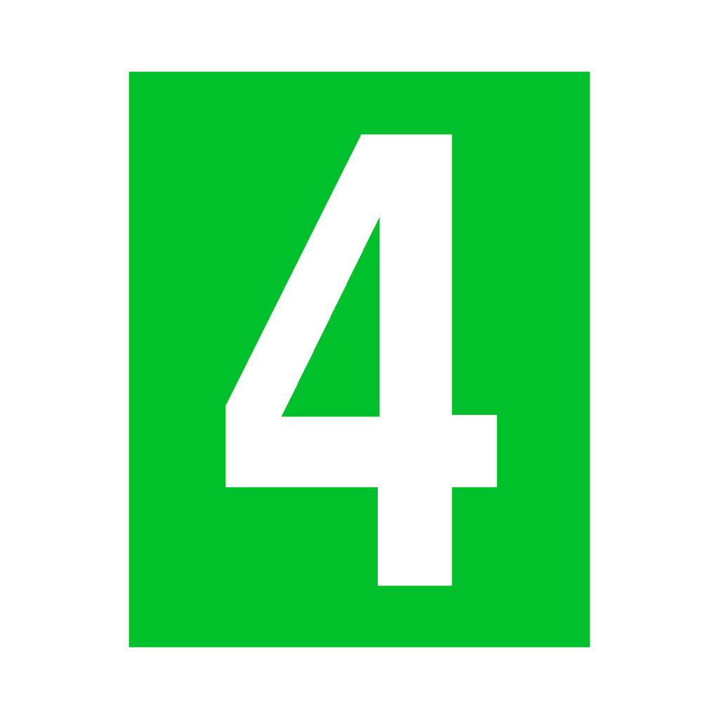 Green Number 4 Sticker | Safety-Label.co.uk