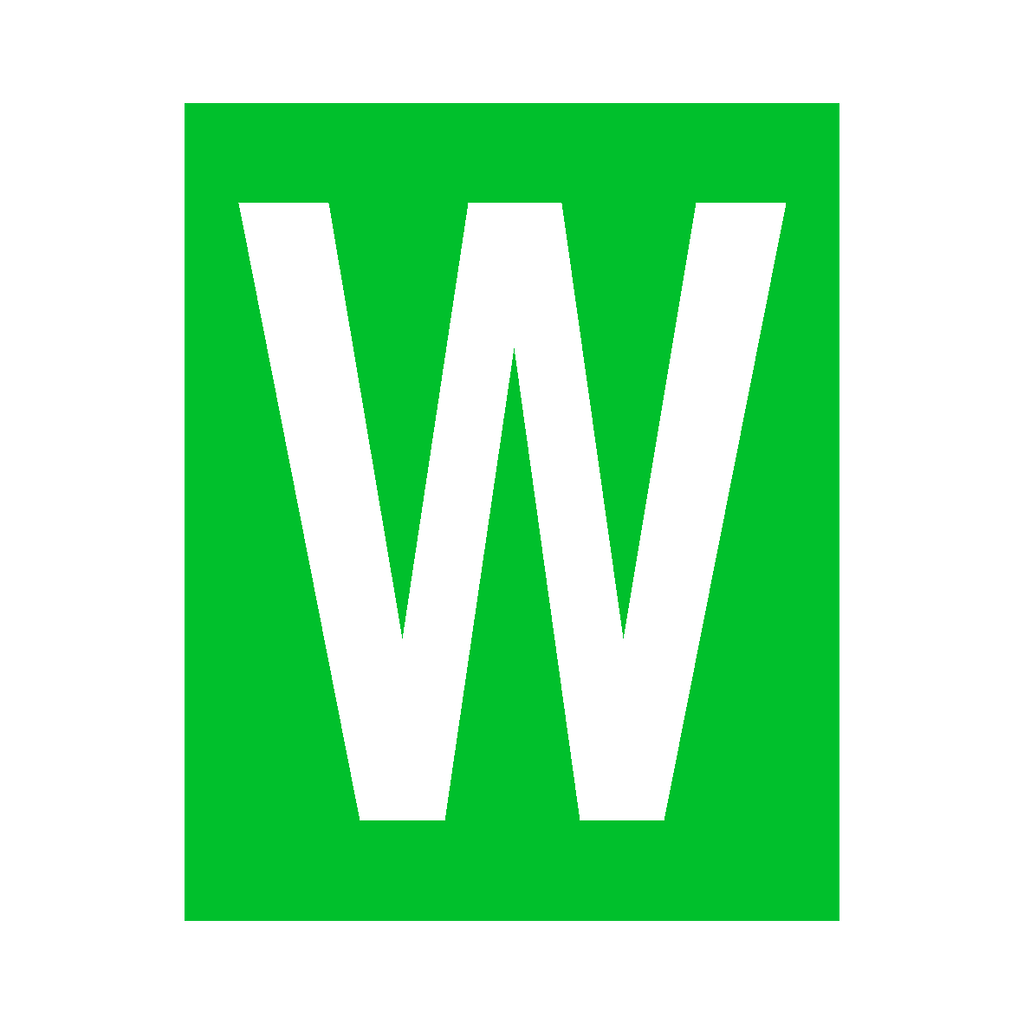 Green Letter W Sticker | Safety-Label.co.uk