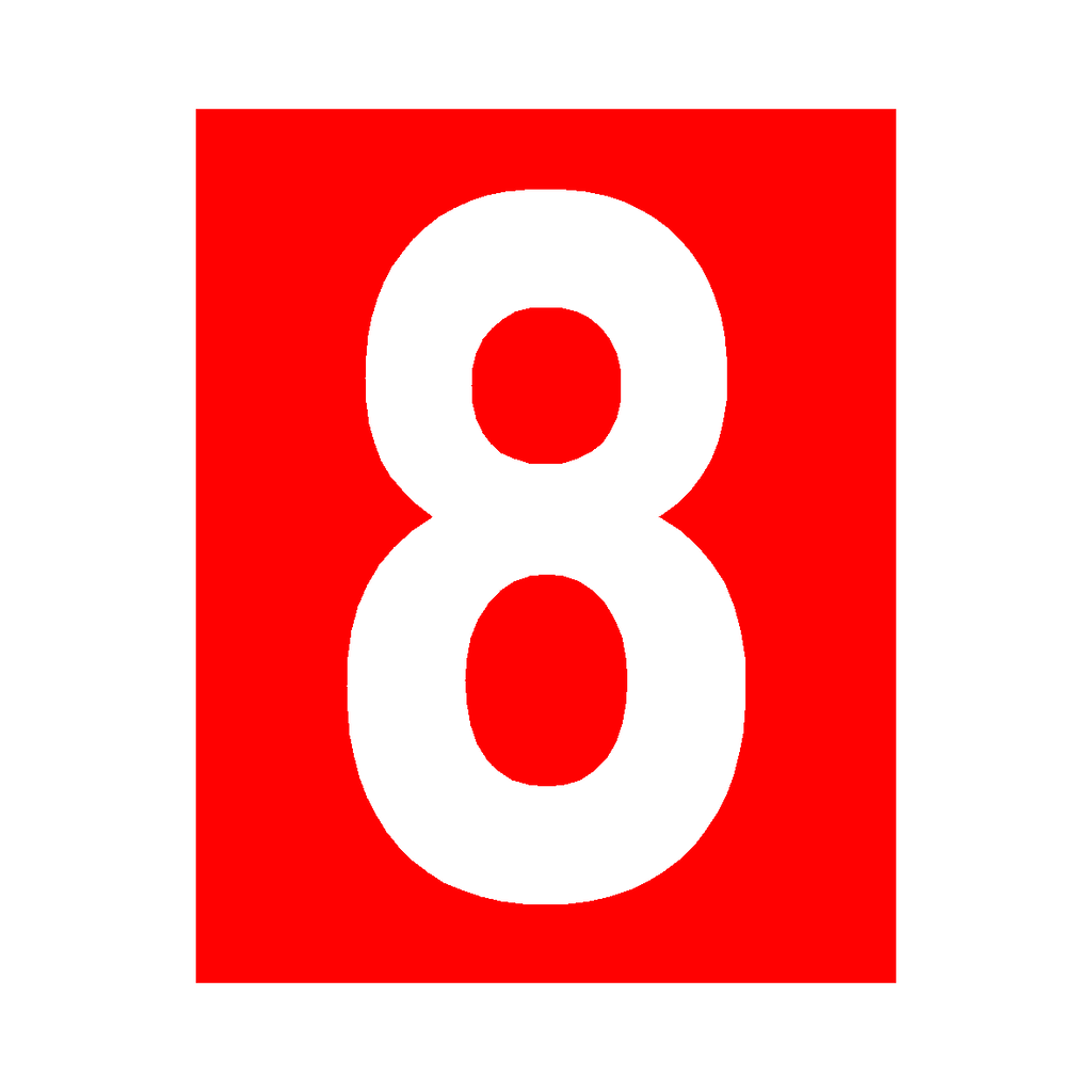 Red Number 8 Sticker | Safety-Label.co.uk